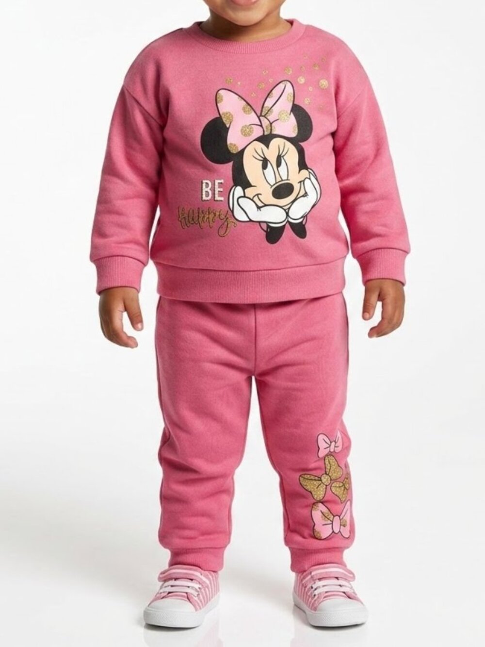 Disney Minnie Mouse Kidcore Pink Fleece Sweatshirt Pant Set 18M
